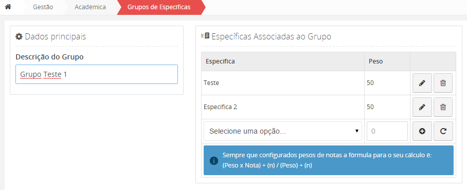 Grupos de Específicas