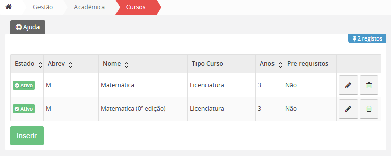 Lista de Cursos